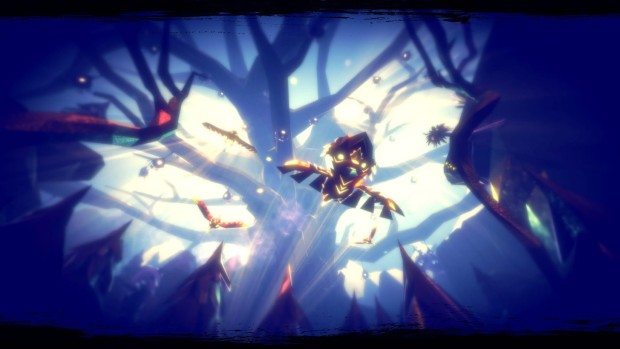 Fe adventure game screenshot of the main character flying
