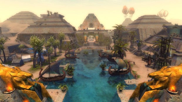 Guild Wars 2: Path of Fire screenshot of a beautiful Elona oasis