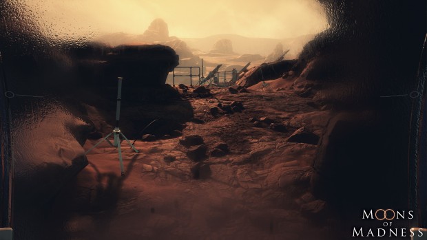 Moons of Madness screenshot of a canyon on Mars