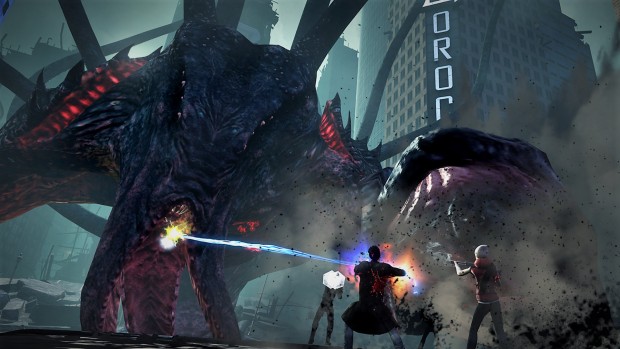 Secret World Legends screenshot of a giant monster attacking a city