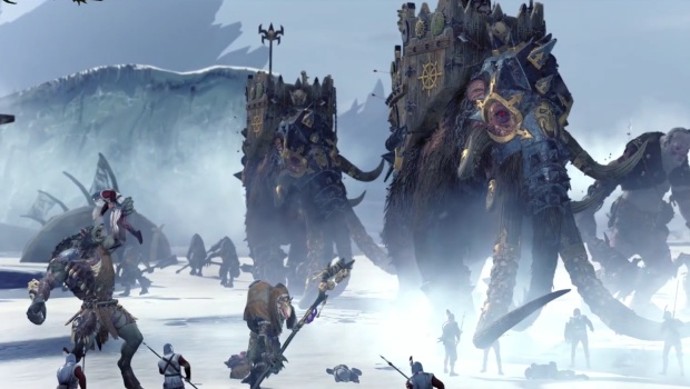 Total War: Warhammer screenshot of Norsca's beasts and mammoths