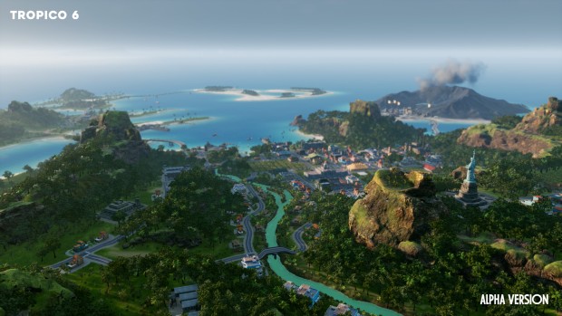 Tropico 6 screenshot of a city nestled in a forest