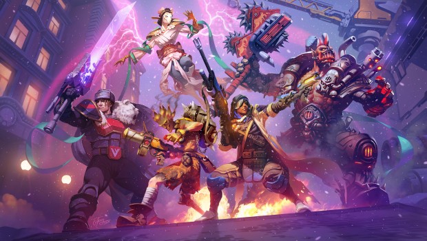 Heroes of the Storm artwork featuring Ana, Junkrat, and Volskaya Foundry