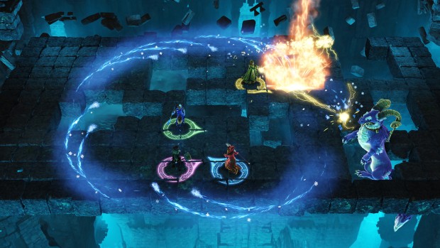 Nine Parchments fighting a dragon boss
