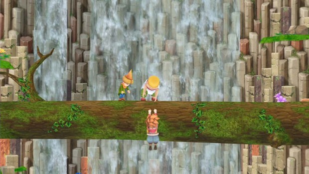 Secret of Mana screenshot of a waterfall