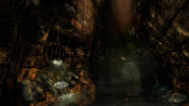 Amnesia screenshot of a strange shadow in the corridor