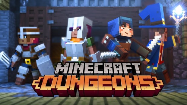 Official artwork and logo for Mojang's Minecraft: Dungeons