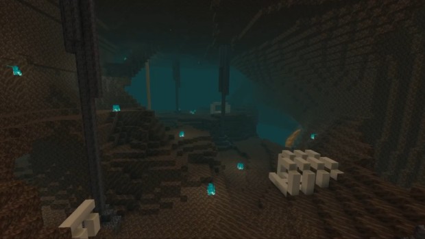Minecraft screenshot of the Soulsand Valley from the upcoming Nether update
