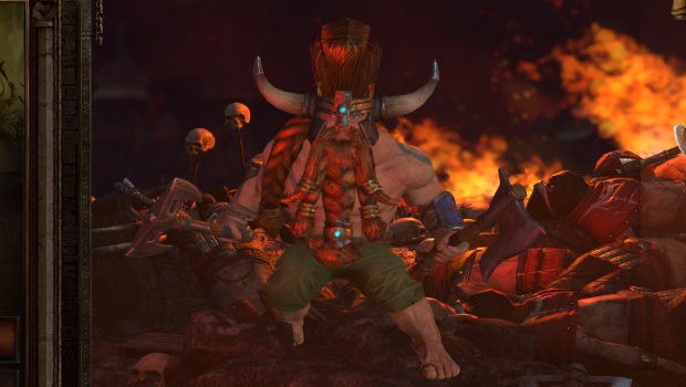Warhammer: Chaosbane close up screenshot of the Dwarf Slayer