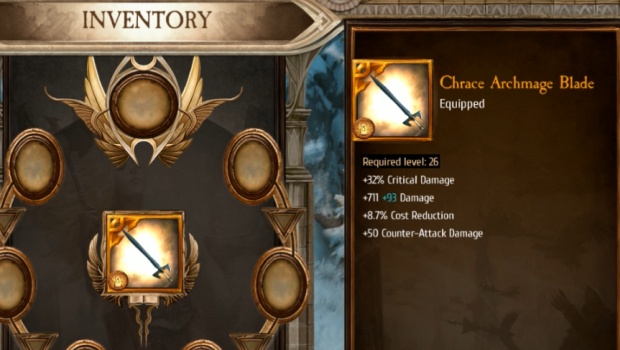 Warhammer: Chaosbane screenshot of the item upgrade screen