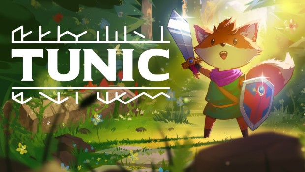 Tunic artwork showing off the main character and logo