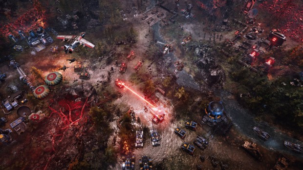 Tempest Rising, Command & Conquer inspired strategy game, screenshot of a battle between two factions