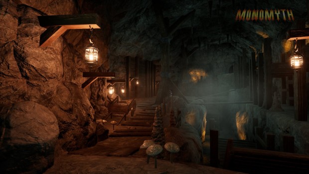 Monomyth first-person dungeon crawler screenshot of a highly atmospheric mine