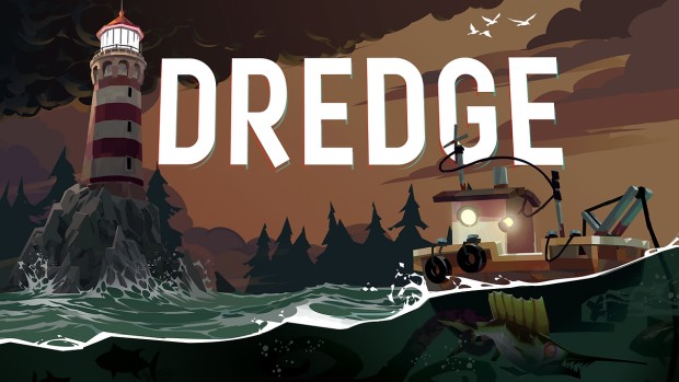 Lovecraftian fishing game Dredge artwork and logo