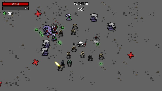 Brotato Vampire Survivors inspired action-roguelike screenshot of the engineer and his turrets