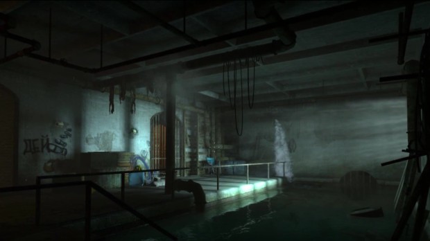 Half Life 2 Episode 4 screenshot of a wet and murky sewer
