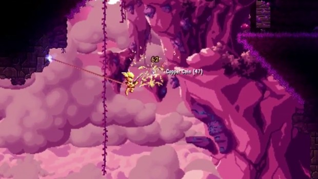 Terraria trailer is showcasing new the new grappling hook, crimson enemies, new graphics and more