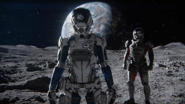 Mass Effect: Andromeda image of the Pathfinder standing no the Moon