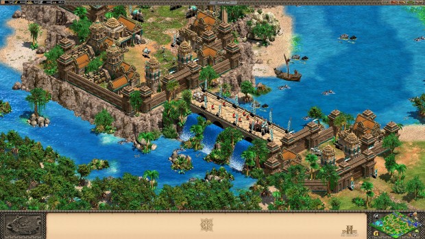 Age of Empires 2 HD: Rise of Rajas screenshot showing an island city
