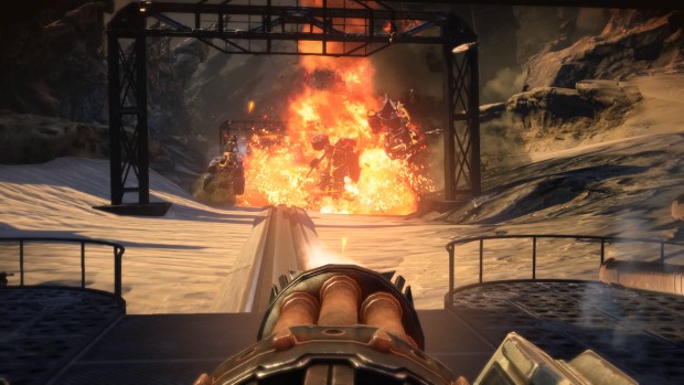 Bulletstorm: Full Clip Edition screenshot showing off some exploding vehicles