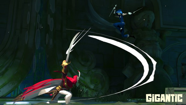 A battle screenshot from the upcoming MOBA Gigantic