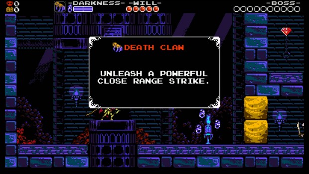 Shovel Knight Specter of Torment item Death Claw that allows you to attack in close range