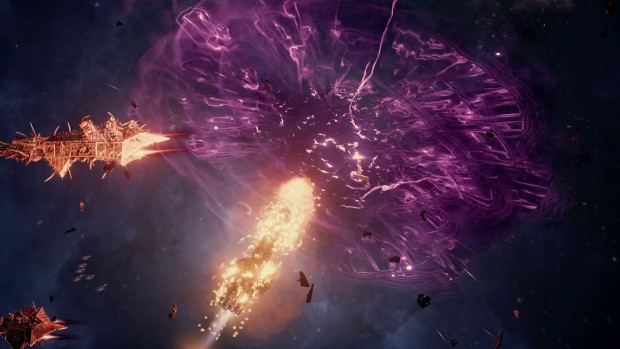 Battlefleet Gothic: Armada ship blowing up while warping out