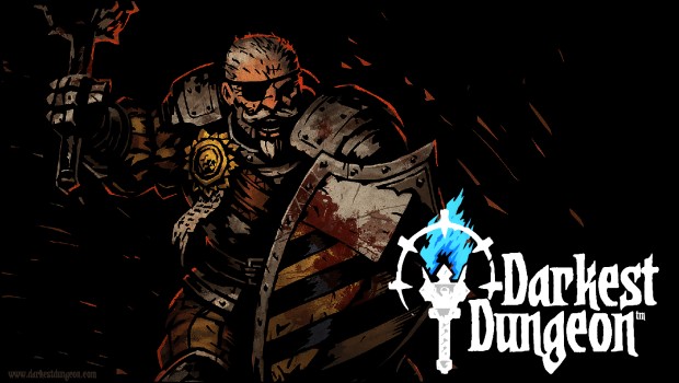 Darkest Dungeon logo with man-at-arms