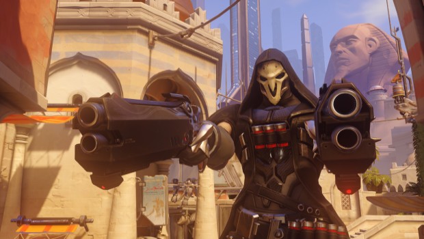 Overwatch's Reaper staring menacingly at the camera