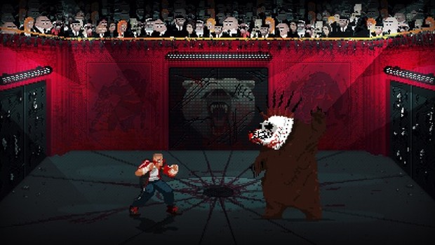Mother Russia Bleeds combat screenshot vs a giant bear