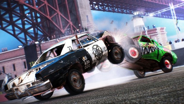 DiRT Showdown screenshot featuring a rather nasty car crash