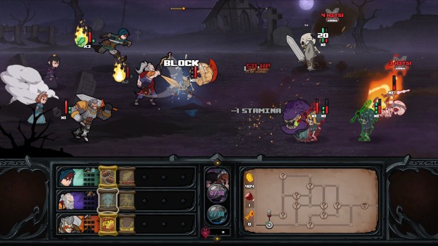 Has-Been heroes screenshot featuring lots of combat