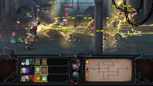 Monks are well known for their mastery of lightning Has-Been Heroes screenshot featuring a Monk casting lightning