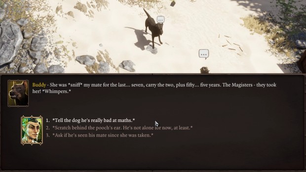 Divinity: Original Sin 2 screenshot of a dialogue with Buddy the dog