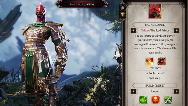 Divinity: Original Sin 2 screenshot of the Red Prince character creator