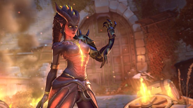 Overwatch screenshot of Dragon Symmetra from the Halloween Terror event