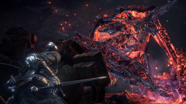 Dark Souls 3 The Ringed City DLC screenshot featuring the greater bat demon boss