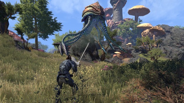 The Elder Scrolls Online: Morrowind screenshot of a battle against a Netch enemy