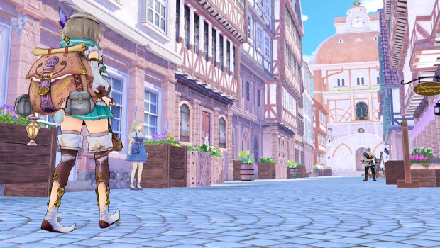 Atelier Firis screenshot of the main character walking down a street