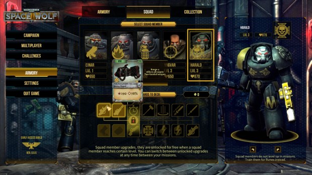 Warhammer 40k: Space Wolf screenshot showing the various classes