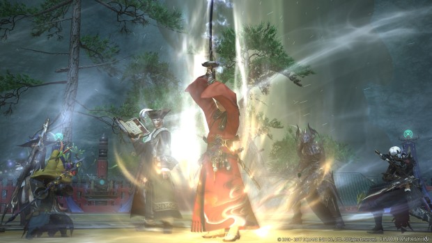 Final Fantasy 14 screenshot of a Red Mage casting a spell