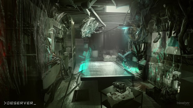 Cyberpunk horror game Observer screenshot of an operating table