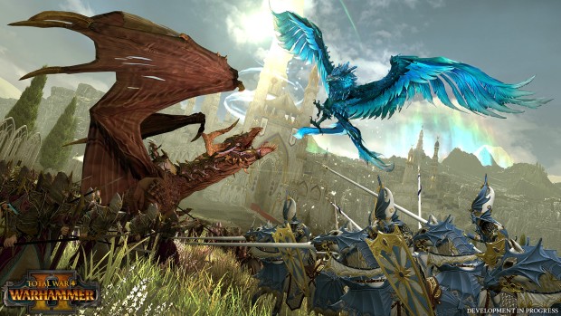 Total War: Warhammer 2 screenshot of a High Elf vs Dark Elf battle