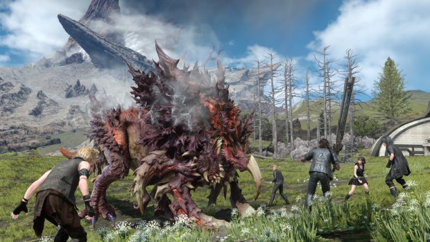 Final Fantasy XV screenshot of a giant monster attacking the team