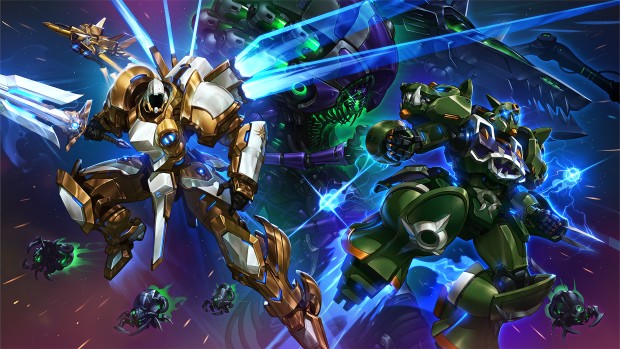 Heroes of the Storm artwork featuring Mecha Tyrael and Mecha Rehgar