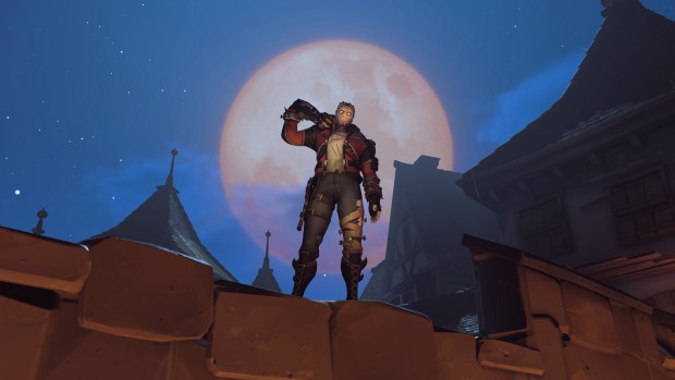 Overwatch screenshot of the Slasher themed Soldier 76 skin