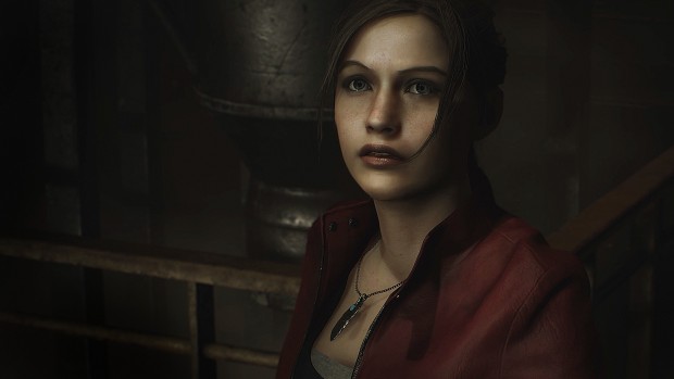 Resident Evil 2 remaster screenshot of Claire from up close