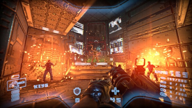 Prodeus screenshot of an attack against multiple enemies