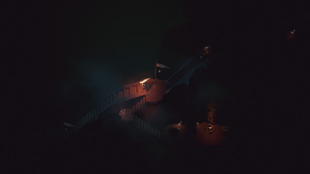 Below screenshot of a staircase illuminated only by a torch