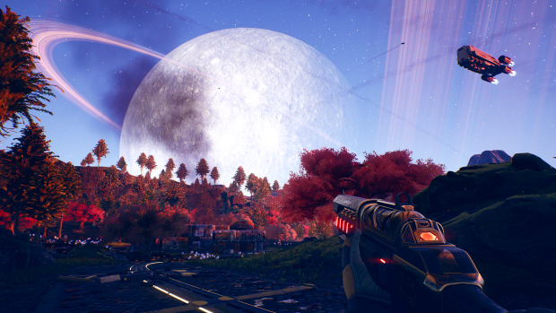The Outer Worlds in-game screenshot of a giant moon